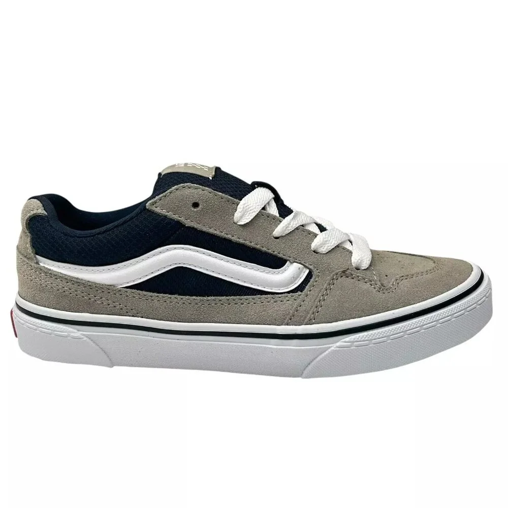Vans Caldrone Youth Boy's Suede Sneakers Size 3 Gray/Navy Blue Classic‎ Style